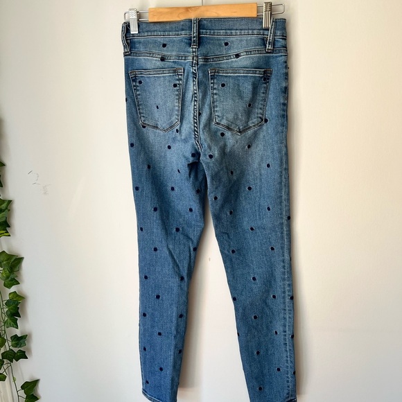 J. Crew Embroidered Blue Polka Dots High Rise Cotton Woman’s Jeans Size 27 - Picture 6 of 8